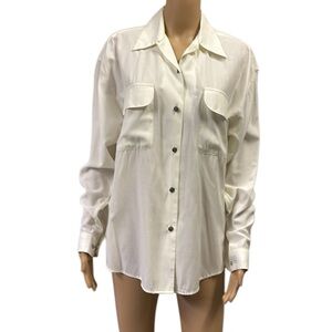 Vintage Partners by Mervyns Long Sleeve Button Up Double Flap Pocket Blouse M